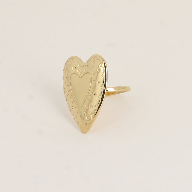 Bague - grand coeur avec gravures