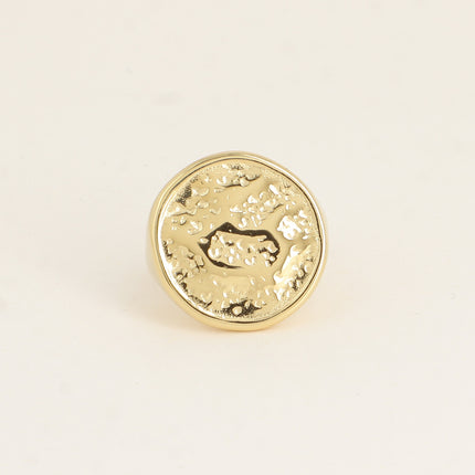 Bague - pièce ronde plate martelée