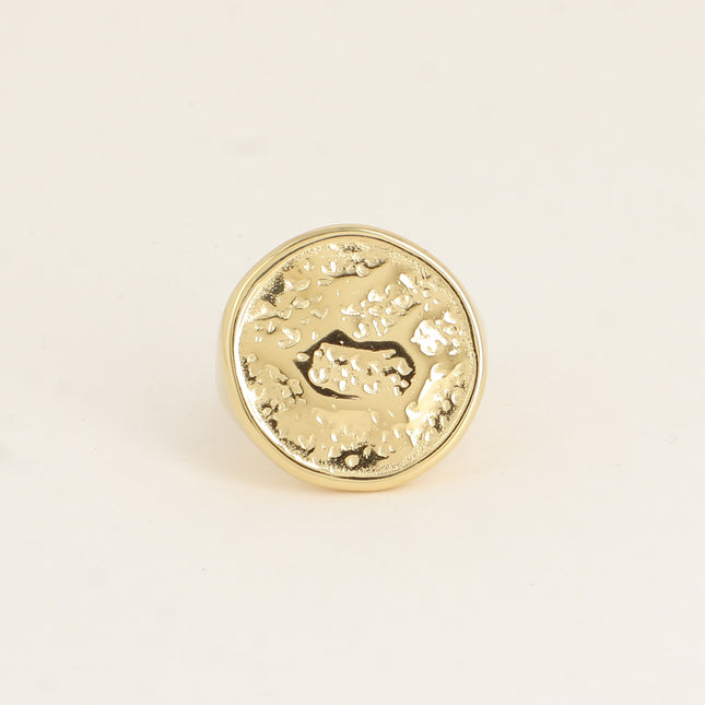 Bague - pièce ronde plate martelée