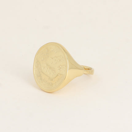 Bague - pièce ronde plate martelée