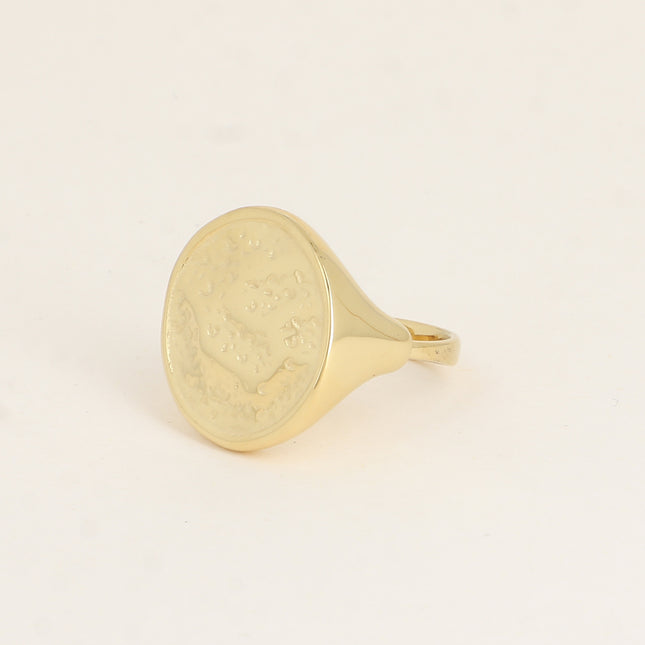 Bague - pièce ronde plate martelée