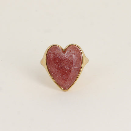 Bague - coeur en pierre naturelle
