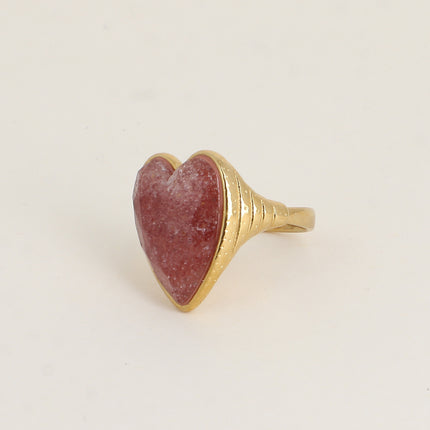 Bague - coeur en pierre naturelle