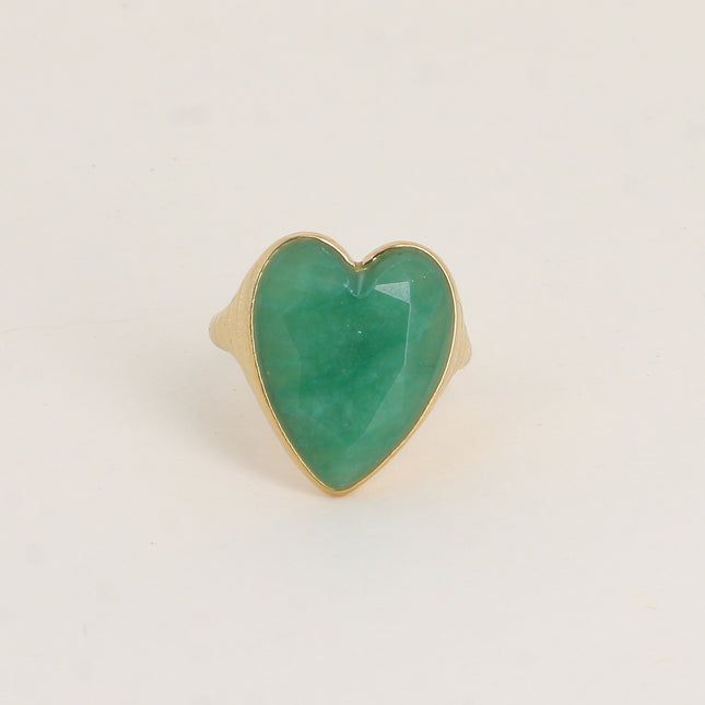 Bague - coeur en pierre naturelle
