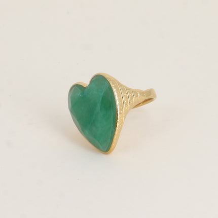 Bague - coeur en pierre naturelle