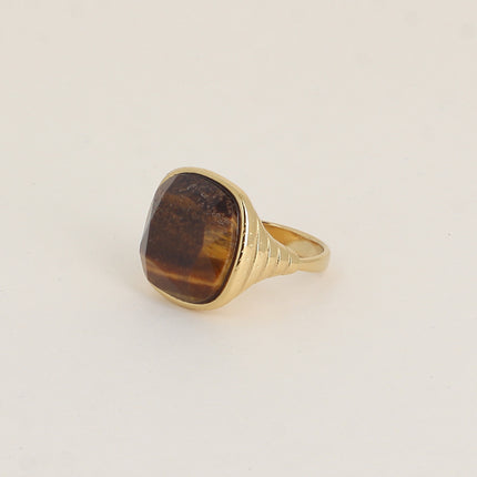 Bague - pierre naturelle taillée carrée