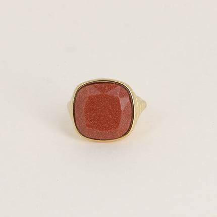 Bague - pierre naturelle taillée carrée