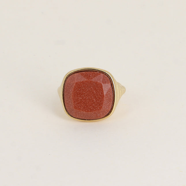Bague - pierre naturelle taillée carrée