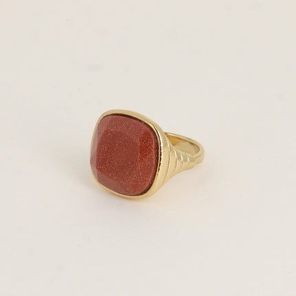 Bague - pierre naturelle taillée carrée