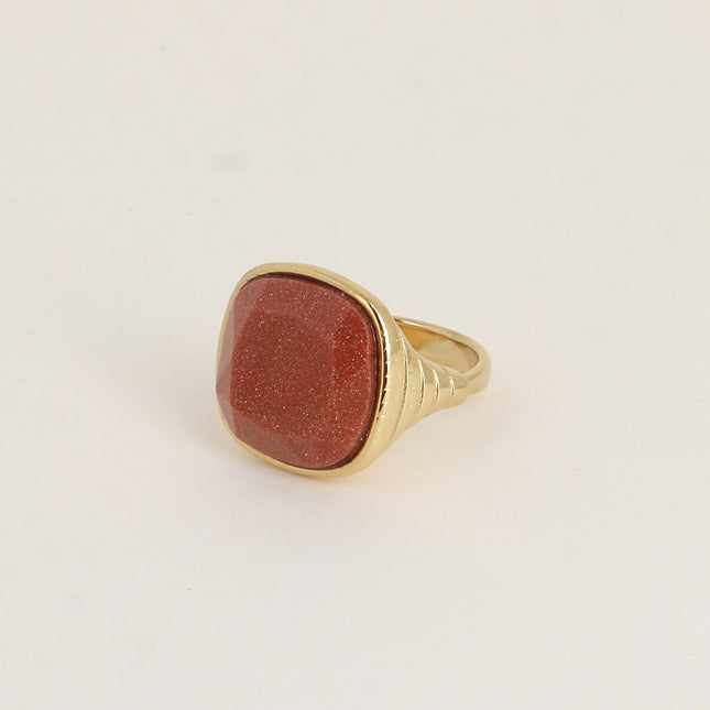 Bague - pierre naturelle taillée carrée