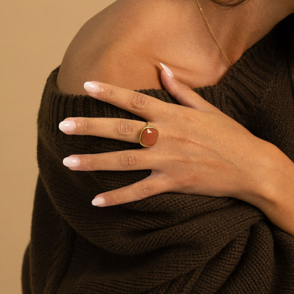 Bague - pierre naturelle taillée carrée