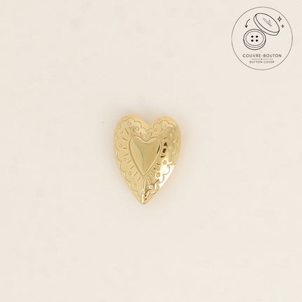 Couvre-bouton coeur en acier inoxydable