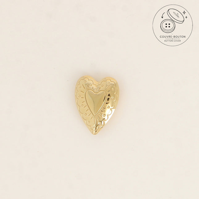 Couvre-bouton coeur en acier inoxydable