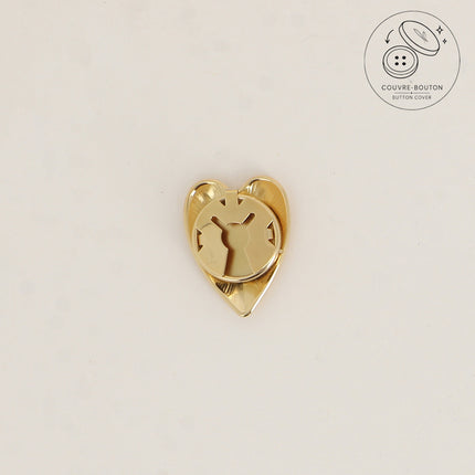 Couvre-bouton coeur en acier inoxydable