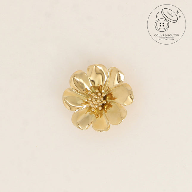 Couvre-bouton fleur en acier inoxydable