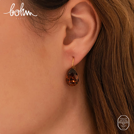 Boucles dormeuses Bertille - goutte et cristaux Swarovski®
