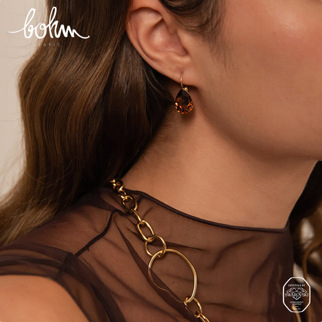 Boucles dormeuses Bertille - goutte et cristaux Swarovski®
