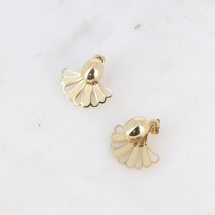 Boucles puces - demi-ovale bombé et pièce interchangeable éventail