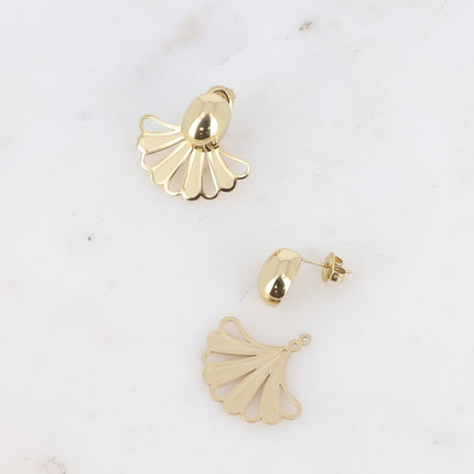 Boucles puces - demi-ovale bombé et pièce interchangeable éventail
