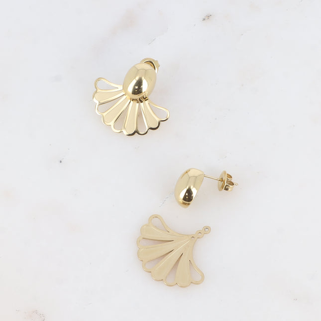 Boucles puces - demi-ovale bombé et pièce interchangeable éventail