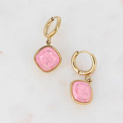 Léa Stone Hoop Earrings - 10mm natural stone