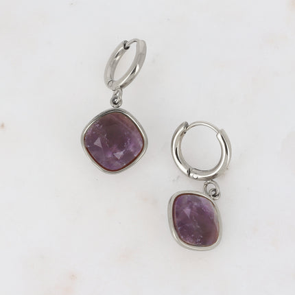 Léa Stone Hoop Earrings - 10mm natural stone