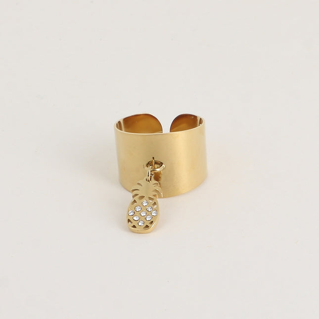 Bague - pampille ananas avec cristaux