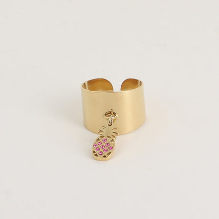 Bague - pampille ananas avec cristaux