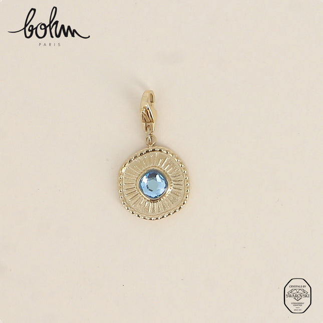 Melissane Charm - textured round with Swarovski® crystals