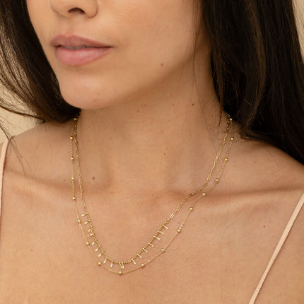 Collier Melissan - 2 rangs, chaîne à boules et barres martelées