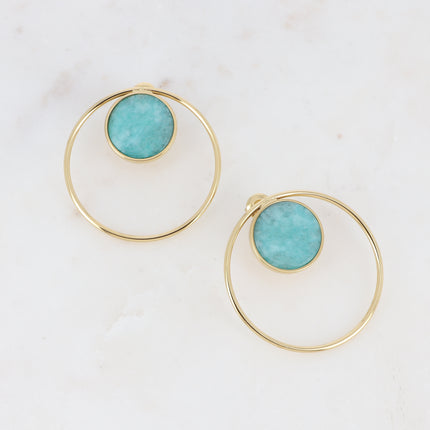 Boucles puces Maxine - cercle et pierre naturelle ronde