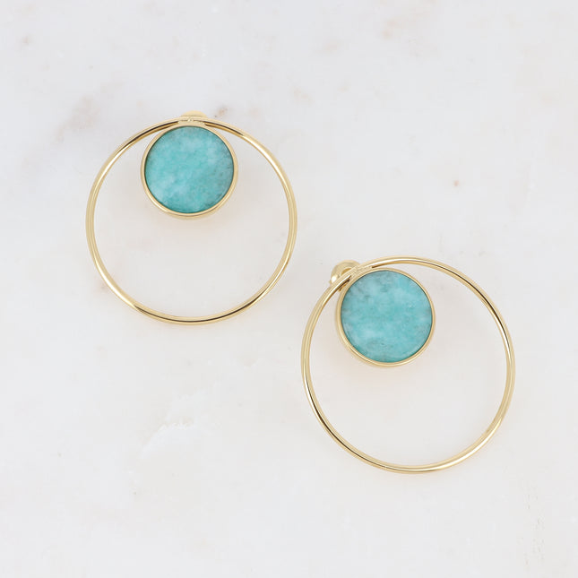 Maxine stud earrings - circle and round natural stone