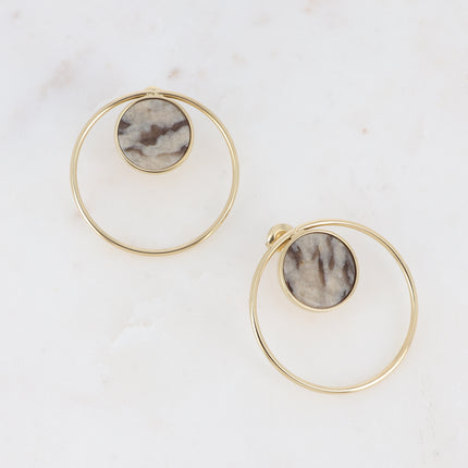 Boucles puces Maxine - cercle et pierre naturelle ronde