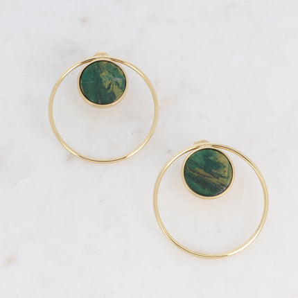 Boucles puces Maxine - cercle et pierre naturelle ronde