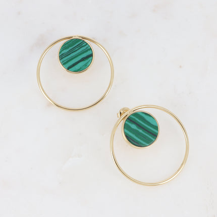 Boucles puces Maxine - cercle et pierre naturelle ronde