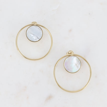Boucles puces Maxine - cercle et pierre naturelle ronde