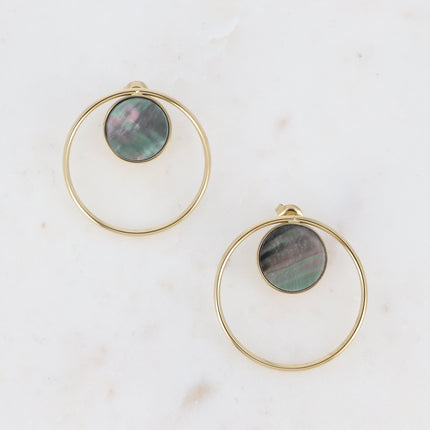 Boucles puces Maxine - cercle et pierre naturelle ronde