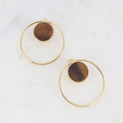 Boucles puces Maxine - cercle et pierre naturelle ronde