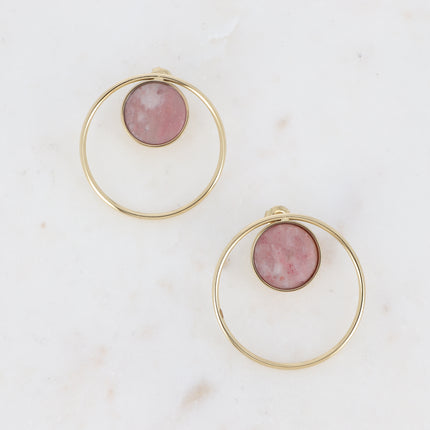 Boucles puces Maxine - cercle et pierre naturelle ronde