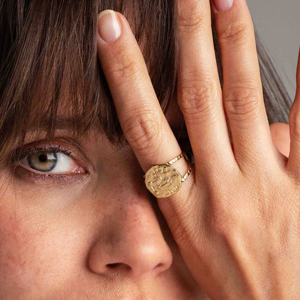 Hammered effect Astro ring