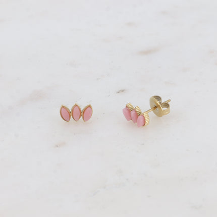 Boucles puces Frances - 3 pierres losanges