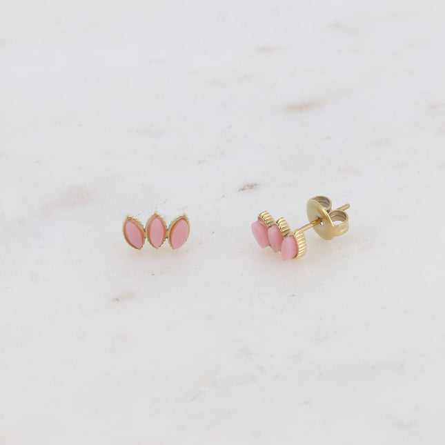 French stud earrings - 3 diamond-shaped stones