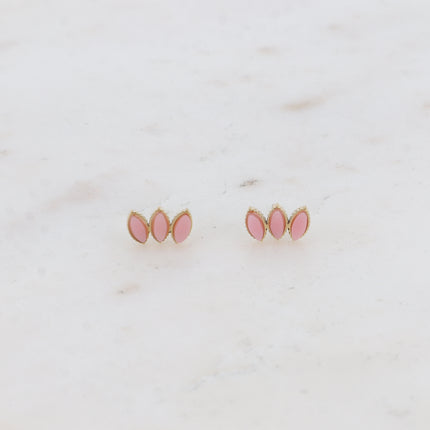 Boucles puces Frances - 3 pierres losanges