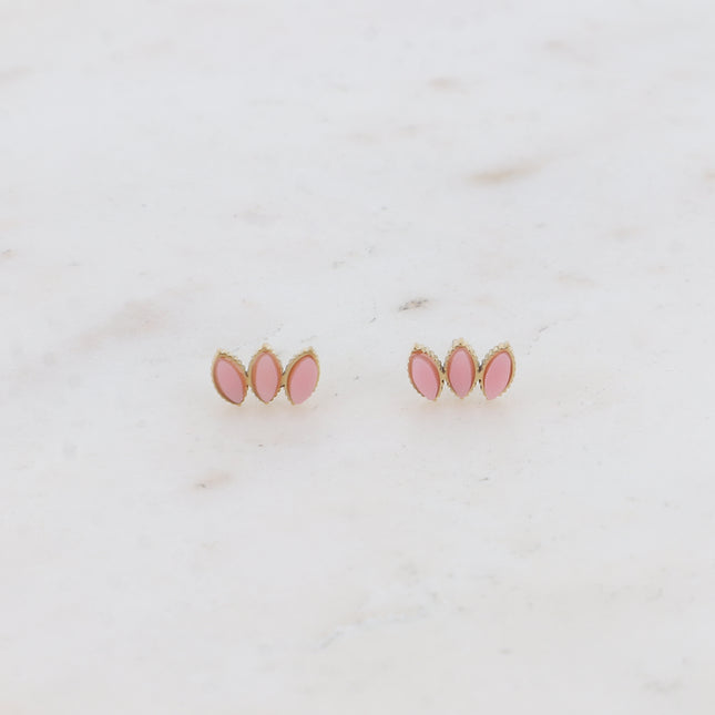 French stud earrings - 3 diamond-shaped stones