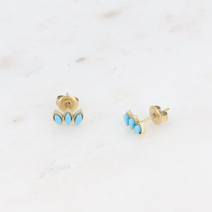 Boucles puces Frances - 3 pierres losanges