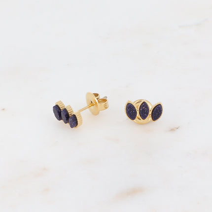 Boucles puces Frances - 3 pierres losanges