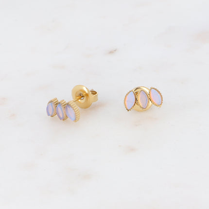Boucles puces Frances - 3 pierres losanges