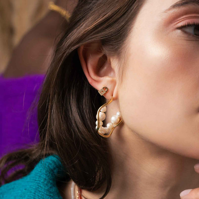 Boucles puces Stella - Cadenas et clef en zirconium