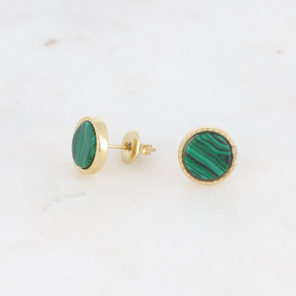 Boucles puces Emllo - pierre naturelle ronde plate