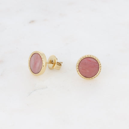 Boucles puces Emllo - pierre naturelle ronde plate